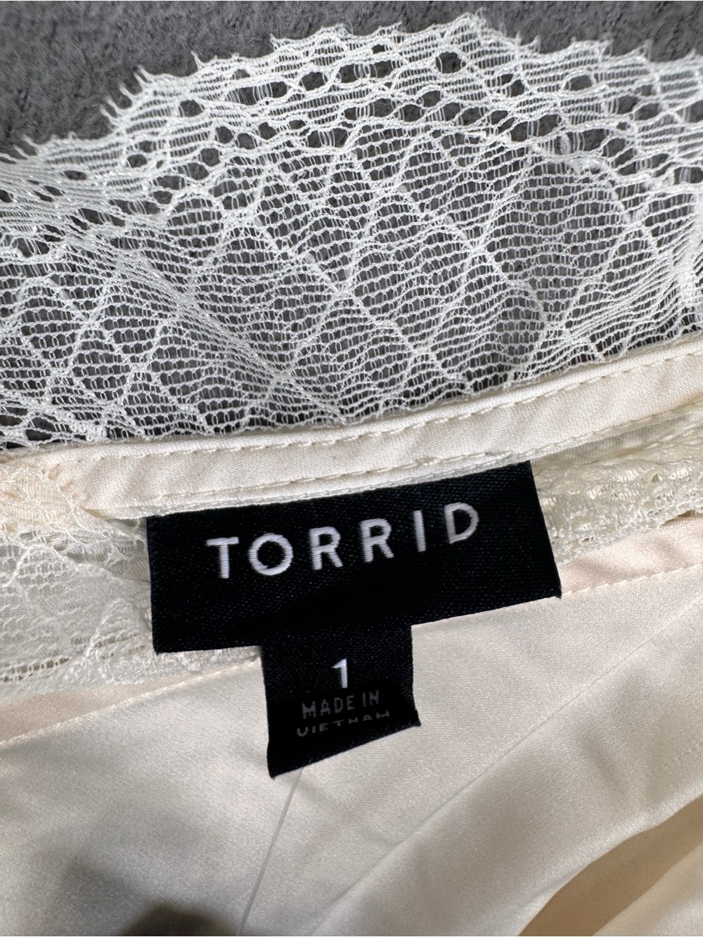 Torrid Satin Lace Trim Cami Ivory, Whisper White, Camisole, 1X - Picture 9 of 16